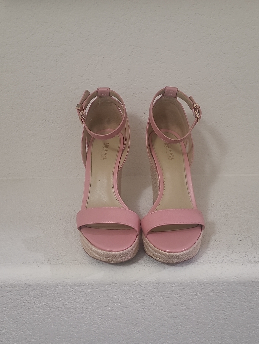 Michael Kors Blush Pink Kimberly Ankle-Strap Espadrille Wedges